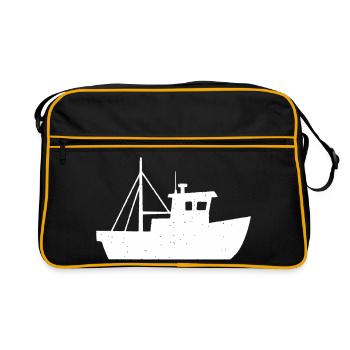 Kleiner Fischkutter Boot Kind Vektor - Retro Tasche - Schwarz/Gold - Vorne