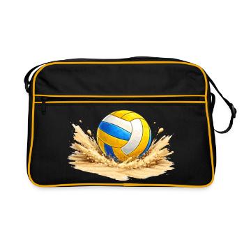 Volley-ball dans le sable sur la plage - Sac Retro - noir/or - Devant