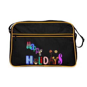 Frohe Feiertage - Retro Tasche - Schwarz/Gold - Vorne