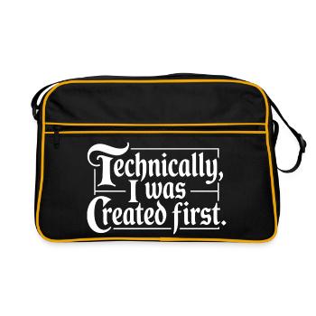Technically I Was Created First - Retro Bag - black/gold - Front