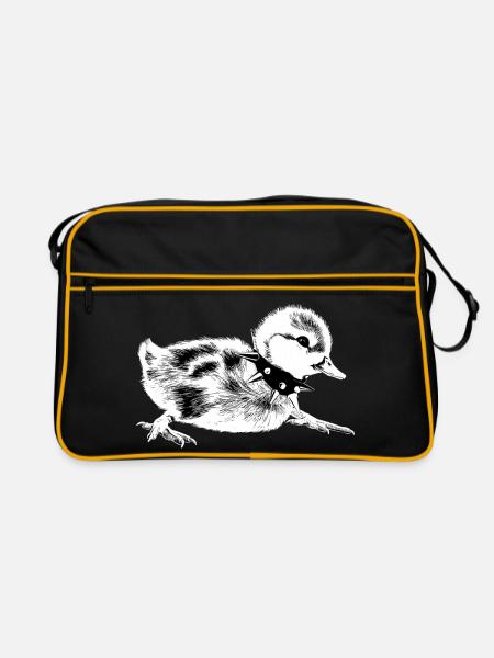 Rebel Punk Entlein – Halsketten-Design mit Stacheln - Retro Tasche - Schwarz/Gold