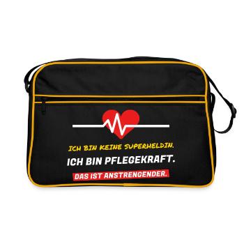 Ich bin Pflegekraft. Das ist anstrengender - Retro Tasche - Schwarz/Gold - Vorne