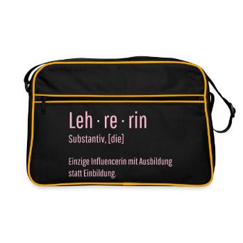 Lehrerin Substantiv Influencerin Schule Geschenk - Retro Tasche - Schwarz/Gold - Vorne