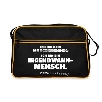 Ich bin ein Irgendwann-Mensch - Morgenmuffel - Retro Tasche - Schwarz/Gold - Vorne