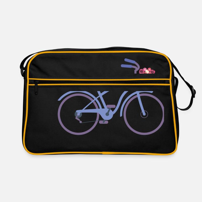 Fahrrad Blumen - Retro Tasche - Schwarz/Gold