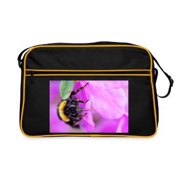 Abeille sur la violette - Sac Retro - noir/or - Devant