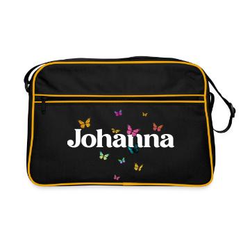 Beau prénom de fille avec des papillons JOHANNA - Sac Retro - noir/or - Devant