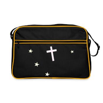 Croix et étoiles : foi nocturne - Sac Retro - noir/or - Devant