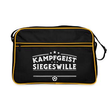 Fighting Spirit - Will to Win - YOUR TEXT - Retro Bag - black/gold - Front