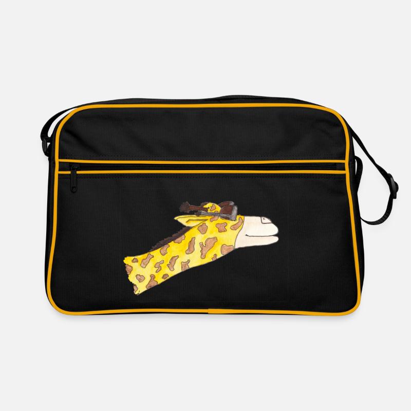 Giraffe im Fahrtwind - Retro Tasche - Schwarz/Gold