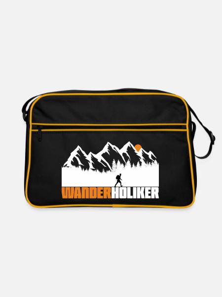 Wandern Berge Wanderholiker - Retro Tasche - Schwarz/Gold