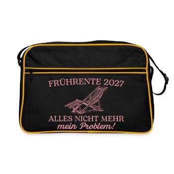 Frührente 2027 Liegestuhl Nicht mein Problem - Retro Tasche - Schwarz/Gold - Vorne