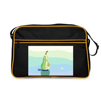 Stift auf pastellfarbener Oberfläche - Retro Tasche - Schwarz/Gold - Vorne