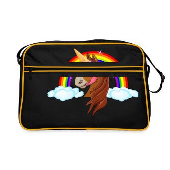Pony with ice cream - ice horn unicorn rainbow fairy tale - Retro Bag - black/gold - Front