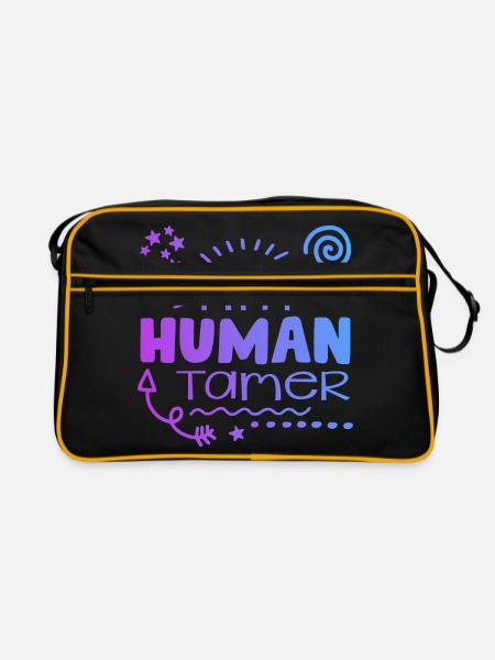 Tiny Human Tamer Daycare Provider Babysitting Dayc - Retro Tasche - Schwarz/Gold - Vorne