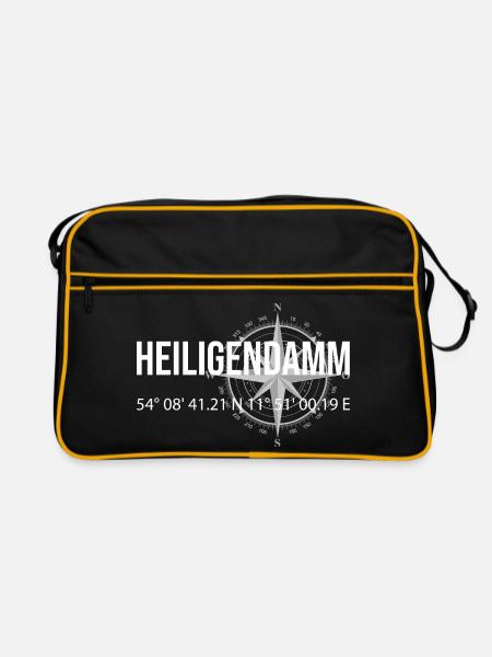 Koordinaten Heiligendamm - Retro Tasche - Schwarz/Gold - Vorne