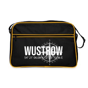 Koordinaten Wustrow - Retro Tasche - Schwarz/Gold - Vorne