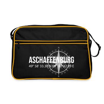 Koordinaten Aschaffenburg - Retro Tasche - Schwarz/Gold - Vorne