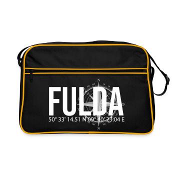 Koordinaten Fulda - Retro Tasche - Schwarz/Gold - Vorne