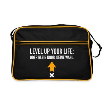 Level Up Your Life or Stay Noob, Your Choice - Retro Bag - black/gold - Front