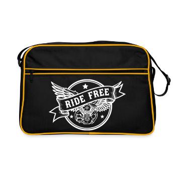 Ride Free Biker Design for Motorcyclists - Retro Bag - black/gold - Front