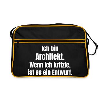 Architekt Kritzel Entwurf Spruch - Retro Tasche - Schwarz/Gold - Vorne