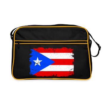 Puerto Rico Flagge Karibische Insel Puerto Rico USA - Retro Tasche - Schwarz/Gold - Vorne