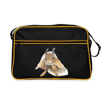 Eichhörnchen springen squirrel - Retro Tasche - Schwarz/Gold - Vorne