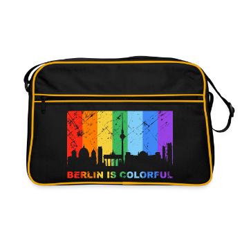 Berlin is colorful Regenbogen LGBT CSD Gay Pride - Retro Tasche - Schwarz/Gold - Vorne