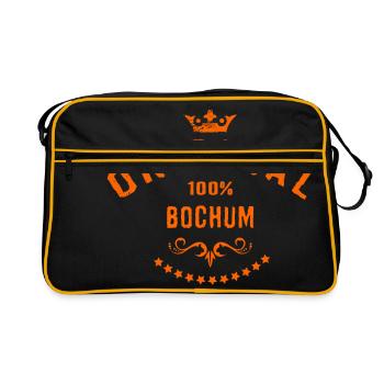 Städte Motiv Bochum RAHMENLOS City Geschenk - Retro Tasche - Schwarz/Gold - Vorne