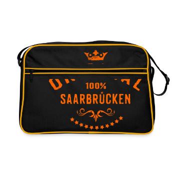 Städte Motiv Saarbrücken RAHMENLOS City Geschenk - Retro Tasche - Schwarz/Gold - Vorne