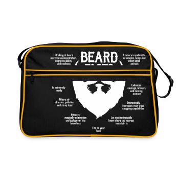 Beard Facts (white) - Retro Bag - black/gold - Front