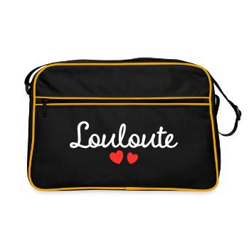 Femme Louloute Humour Mot Affectueux Couple - Sac Retro - noir/or - Devant