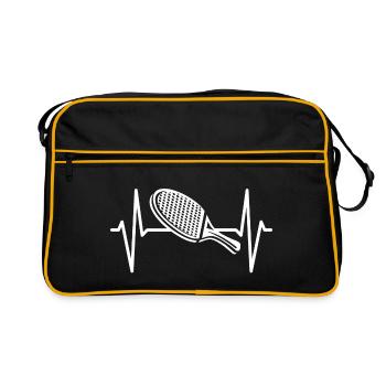 Herz Schlägt Für Tischtennis Tischtennisschläger - Retro Tasche - Schwarz/Gold - Vorne
