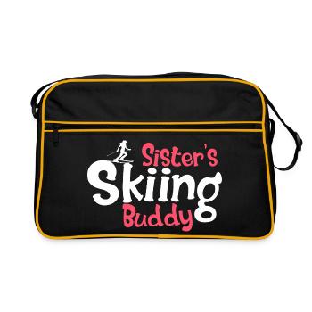 Graphique amusant pour les amateurs de ski pour les sœurs - Sac Retro - noir/or - Devant