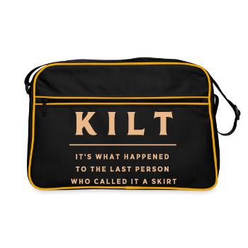 Kilt Schottland Scotland Schottenrock - Retro Tasche - Schwarz/Gold - Vorne