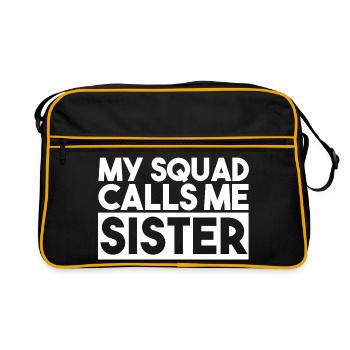 Mon escouade m’appelle Sœur Frère ou Sœur Typographie - Sac Retro - noir/or - Devant