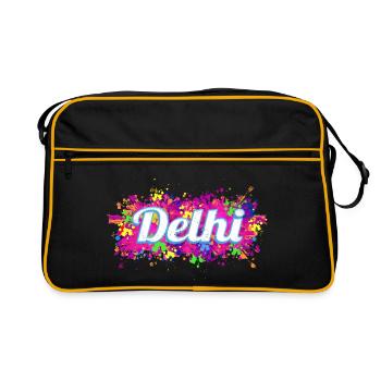 Delhi in India Colorful Colors Design Souvenir - Retro Bag - black/gold - Front
