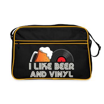 J’aime le design rétro de bière et de vinyle - Sac Retro - noir/or - Devant