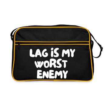 Lag is my worst enemy - Retro Bag - black/gold - Front
