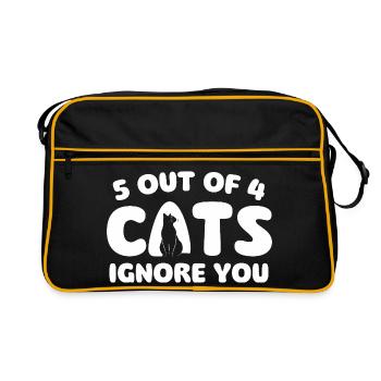 5 von 4 Katzen ignorieren deinen Katzenhumor - Retro Tasche - Schwarz/Gold - Vorne