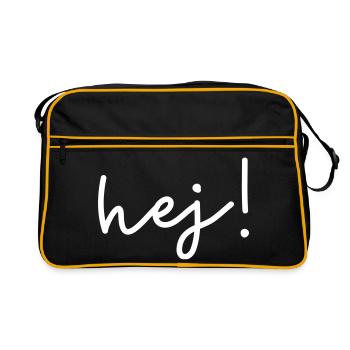 Hej – Skandinavisches Wortdesign - Retro Tasche - Schwarz/Gold - Vorne