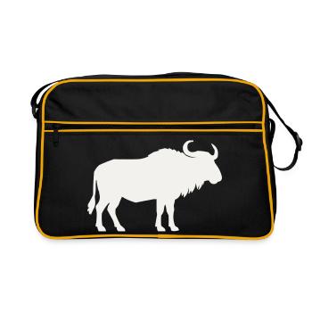Wild Bison Silhouette - Retro Bag - black/gold - Front