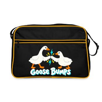 Lightning Geese Bump Lustige Gänsehaut - Retro Tasche - Schwarz/Gold - Vorne