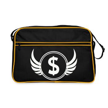 Flügel-Dollar Symbol - Retro Tasche - Schwarz/Gold - Vorne