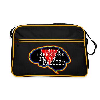 Brain. I think, therefore I'm an Anti-Fascist - Retro Bag - black/gold - Front