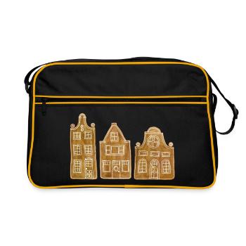 Gingerbread houses Amsterdam gingerbred house xmas - Retro Bag - black/gold - Front