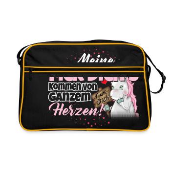 Einhorn - Fick Dich - Retro Tasche - Schwarz/Gold - Vorne