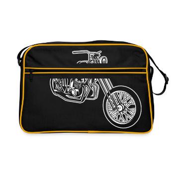 Chopper / Bobber Motorrad 01_weiß - Retro Tasche - Schwarz/Gold - Vorne