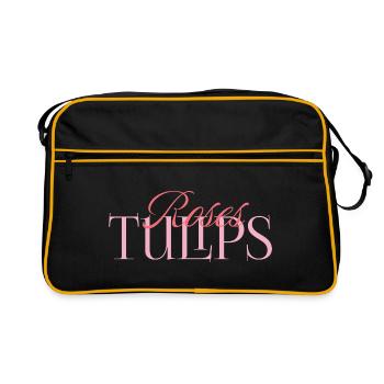 Roses & Tulips – Blühende Eleganz - Retro Tasche - Schwarz/Gold - Vorne
